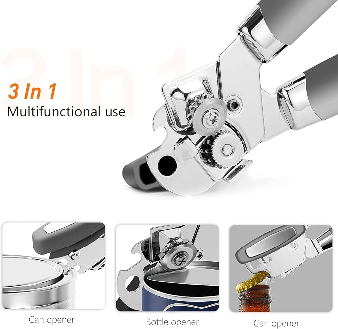 Can Opener, Professional 3-In-1 Multifunctional Manual Can Openers Bottle Opener - Image 3