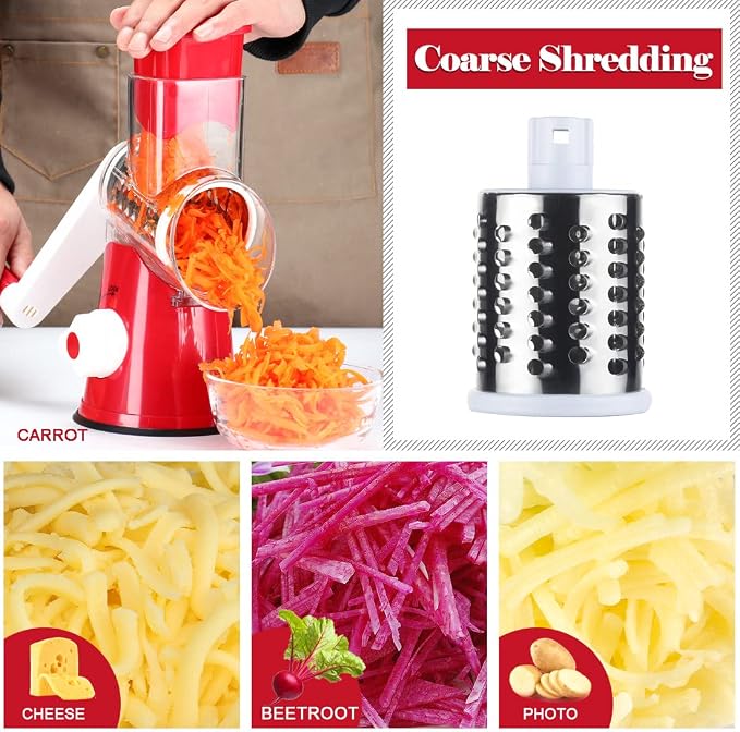 Ourokhome Rotary Cheese Grater Hand Crank, Kitchen Shredder Speed Mandolin - Image 3