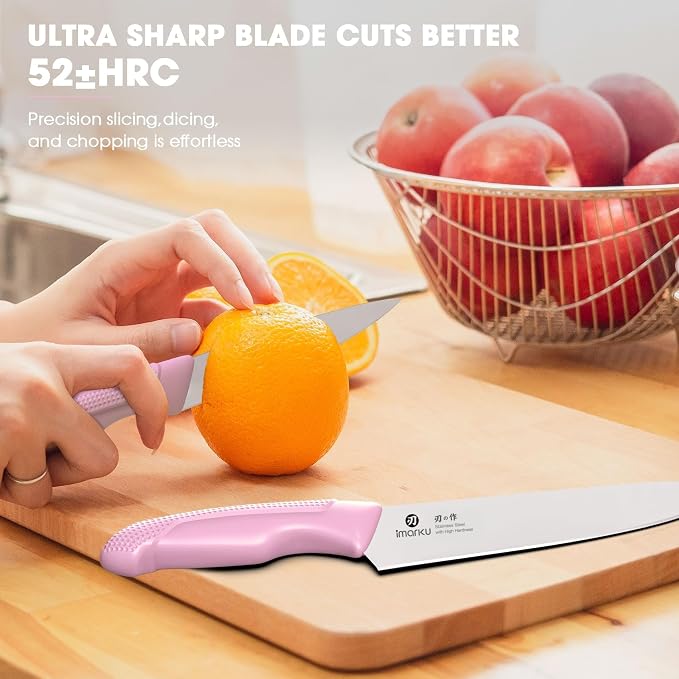 imarku Knife Set with Block, Sharp Knife Set with Built-in Sharpener, Japanese - Image 3