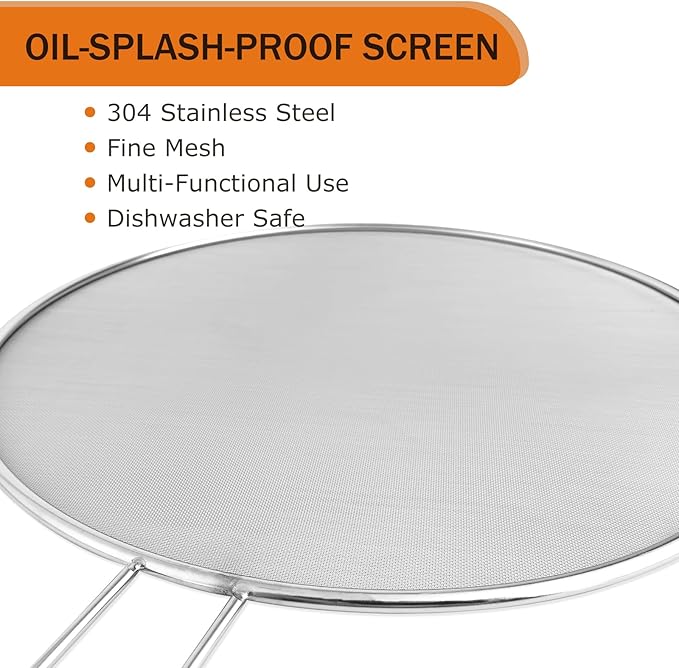 2-Pack Splatter Guard, 13 in Stainless Steel Grease Splatter Screen - Image 3