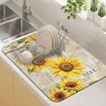 Kitchen Countertop Dish Drying Mat, Super Absorbent Coffee Bar Mat by Kuyig+Home