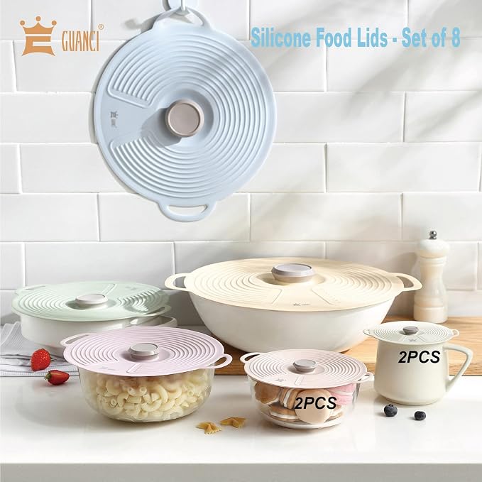 GUANCI Silicone Lids for Bowl 8 Pack, Microwave Splatter Cover - Image 3