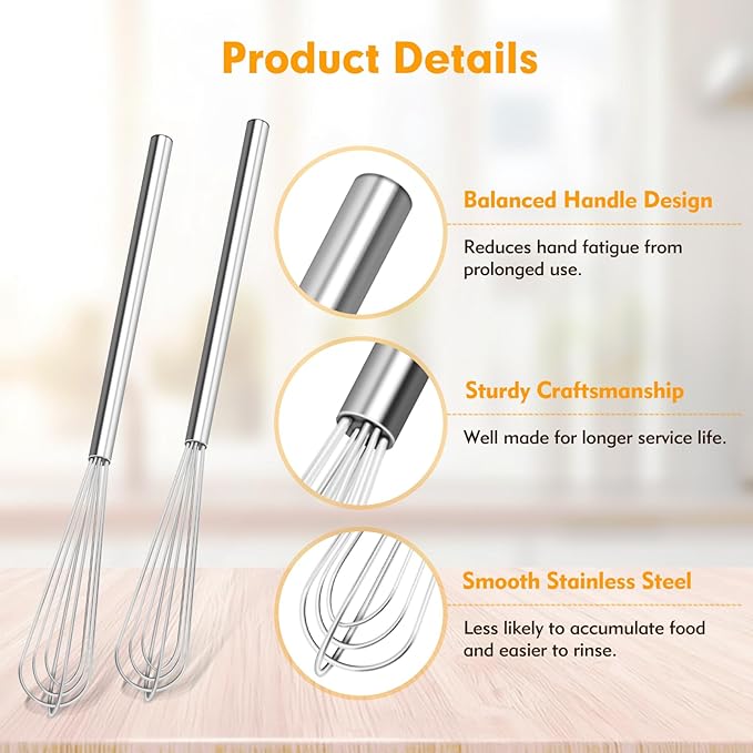 2 PCS Mini Whisk, Small Whisks for Cooking, Stainless Steel Mini Whisk Set - Image 5
