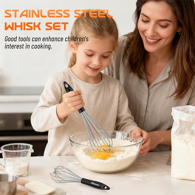 NileHome Silicone Whisk Set 8" 10" Kitchen Whisk Kitchen Wisk Wire Whisks - Image 7