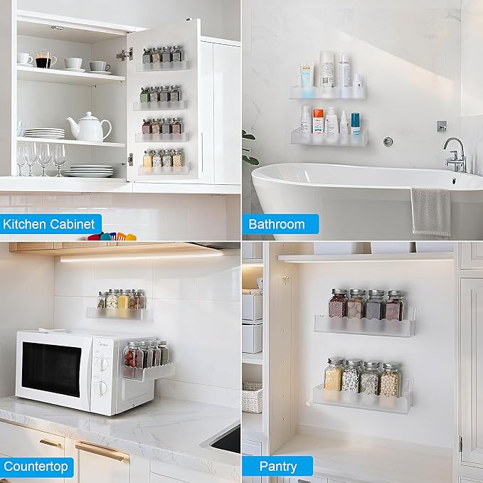 10 inch Spice Rack Wall Mounted, 4 Pack Spice Organizer Shelf - Image 5