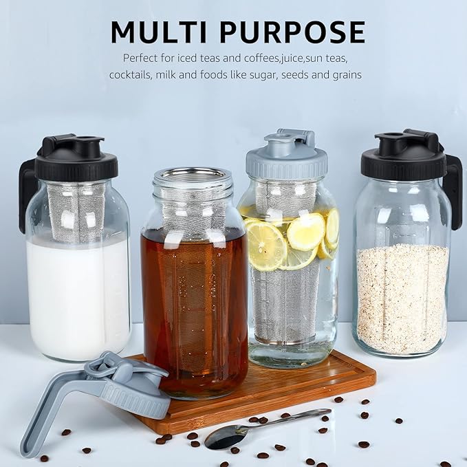 Cold Brew Mason Coffee Maker - 64oz Iced Coffee Pitcher - Image 6