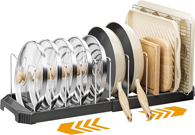 MUDEELA Pot Lid Organizer Rack for Cabinet, Expandable Pots and Pans Organizer by MUDEELA