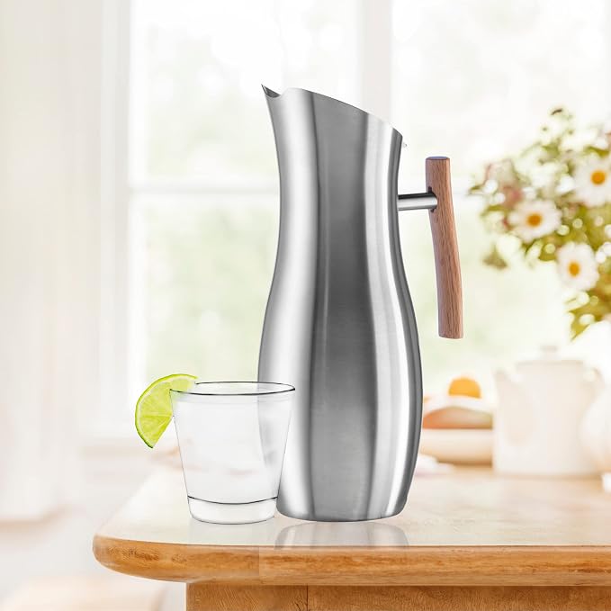 OGGI Slimline Stainless Steel Pitcher- Stainless Steel Water w/Ice Guard - Image 4