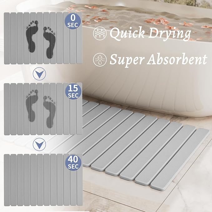 Large Stone Bath Mat 31.5 x 19.7in, Quick Dry Stone Drying Mats - Image 4