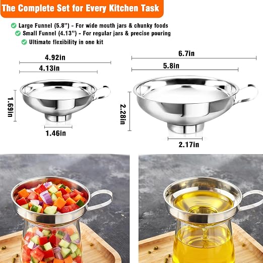 2-Pack Canning Funnels, Wide Mouth & Regular Mouth Kitchen Funnels - Image 3