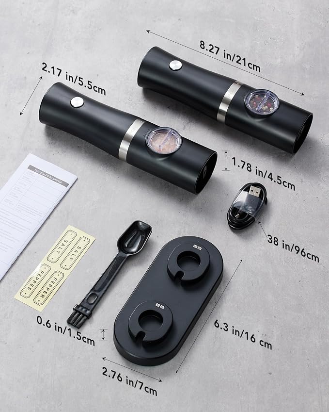 FORLIM Rechargeable Electric Salt and Pepper Grinder Set - Image 6