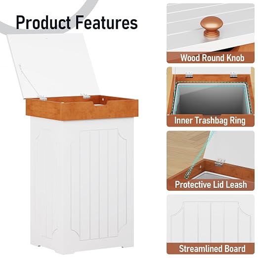 Function Home Trash Can Cabinet, 13 Gallon Kitchen Garbage Can, Wood Recycling - Image 8