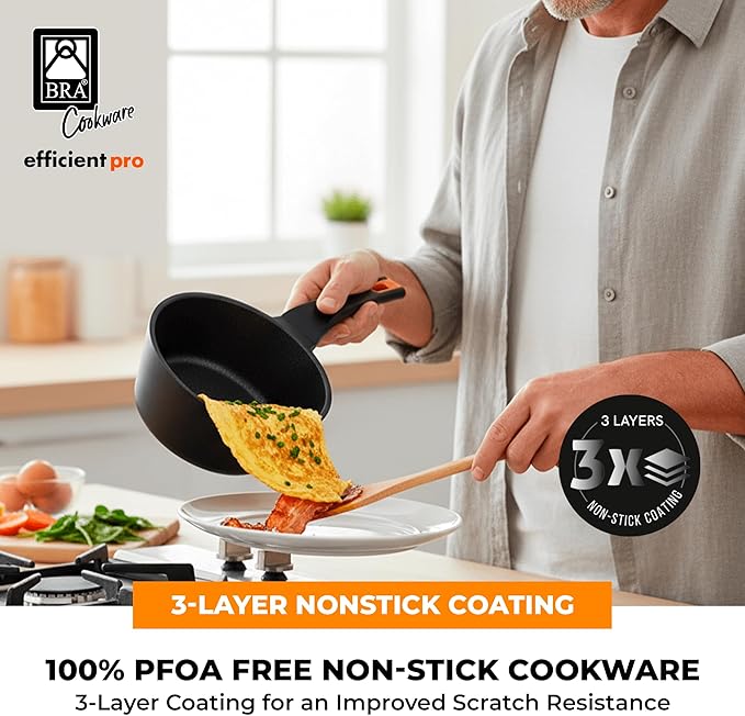 BRA COOKWARE Efficient Pro Nonstick Saucepan w/Lid | 6.3 Inch 1.13 Quart - Image 5