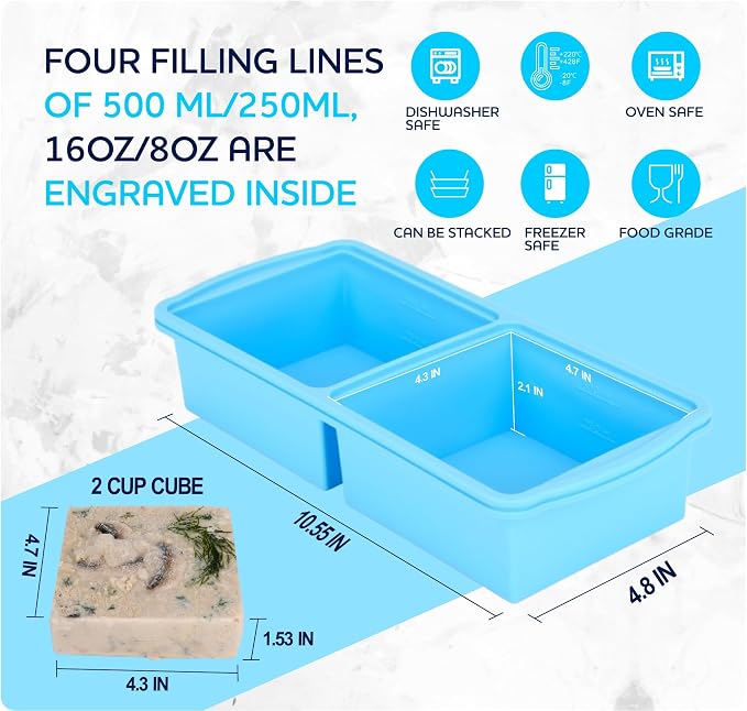 Silicone freezer molds, 2-cup Silicone Freezer Trays - Image 7