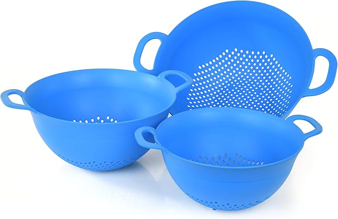 Mintra Home Plastic Strainer Colanders Set: 3, 3.5 and 5 Quart Double Strong by Mintra