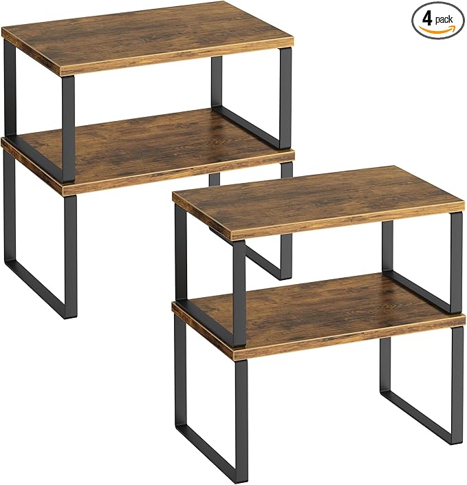 Kitchen Cabinet Organizer Shelf Set of 4, Sturdy Kitchen Counter Shelves by SelefrecosStorage