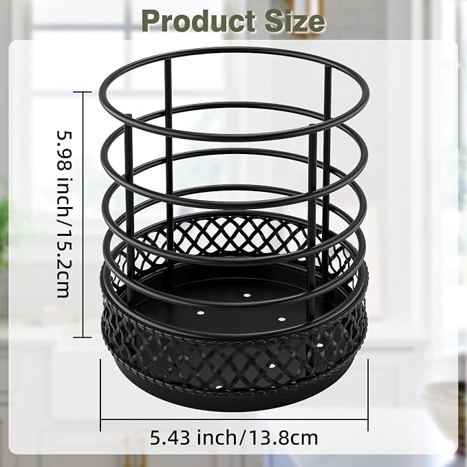 Metal Kitchen Utensil Holder for Kitchen Counter-5.43 x 5.98 inch, Fork & Knife - Image 8
