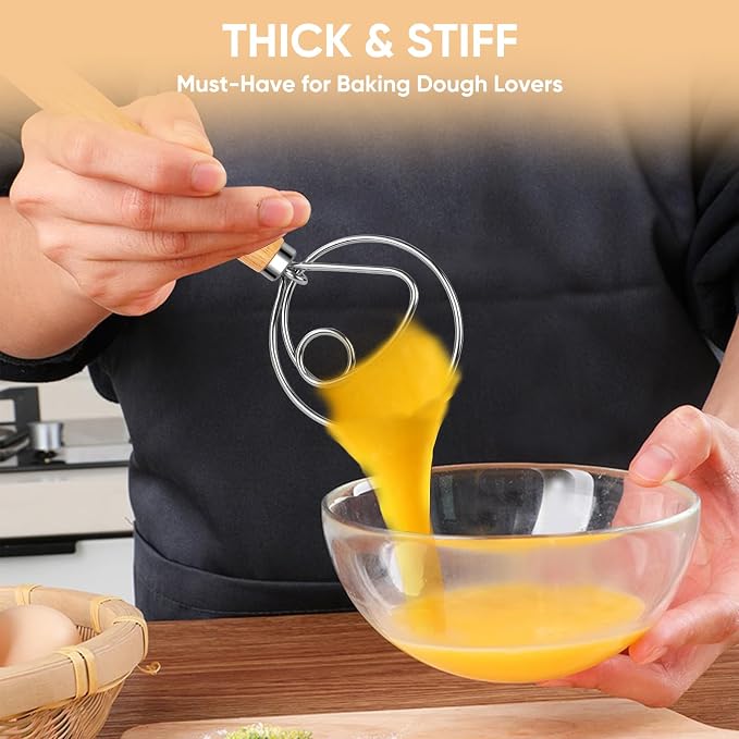 Maxjoy Danish Dough Whisk Wooden Dutch Bread Mixer - Image 5