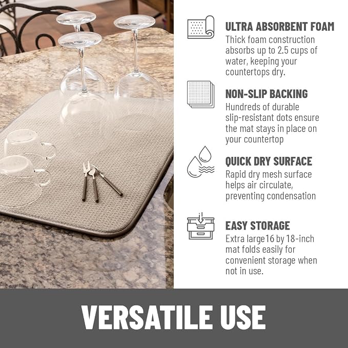 Bellemain XL Dish Mat Microfiber Dish Drying Mat, Super absorbent - Image 4