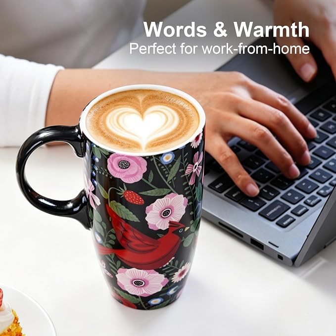 Topadorn Ceramic Coffee Mug, Porcelain Latte Travel Cup - Image 5