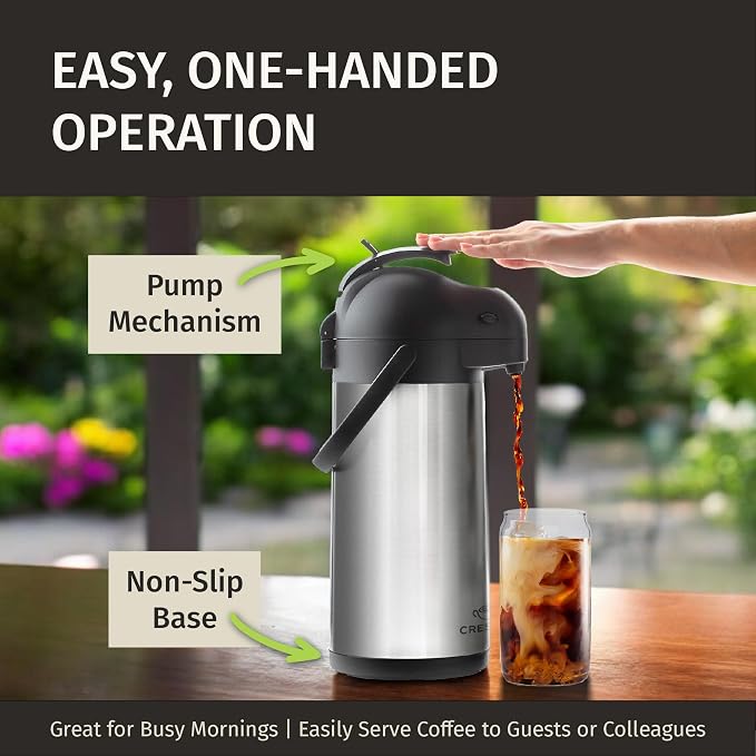 Cresimo Coffee Carafe with Pump - 102oz / 3L Airpot 12 Hours Large Hot Water - Image 5