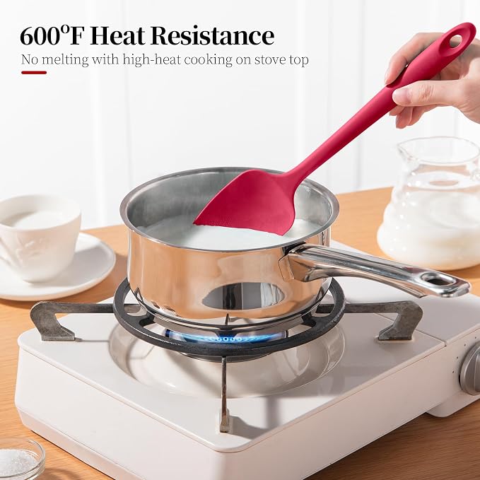Silicone Flat Spoon Spatula Set, Luxiwise 600ºF Heat Resistant Kitchen Baking - Image 3