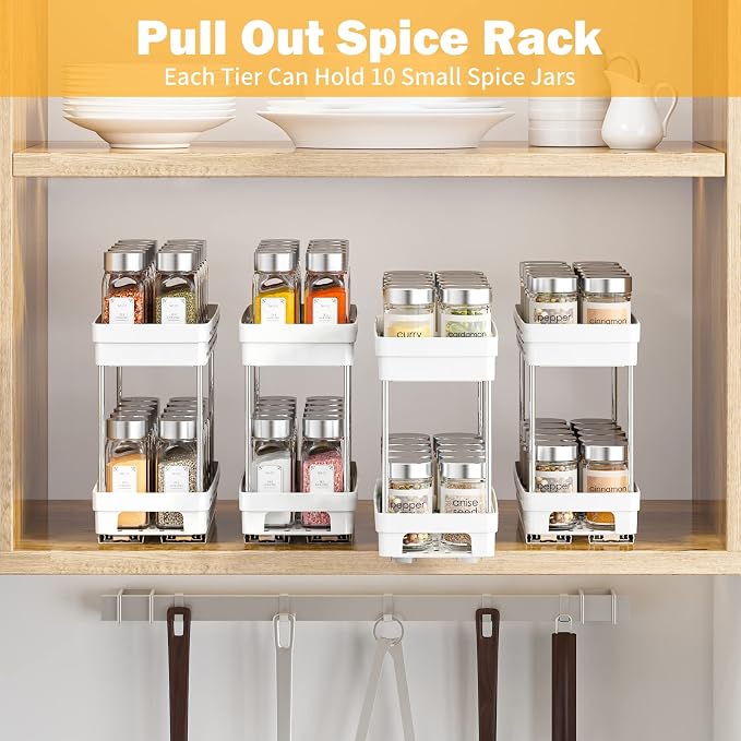 Pull Out Spice Rack Organizer for Cabinet, 2 Pack Slide Out Spice Racks - Image 8
