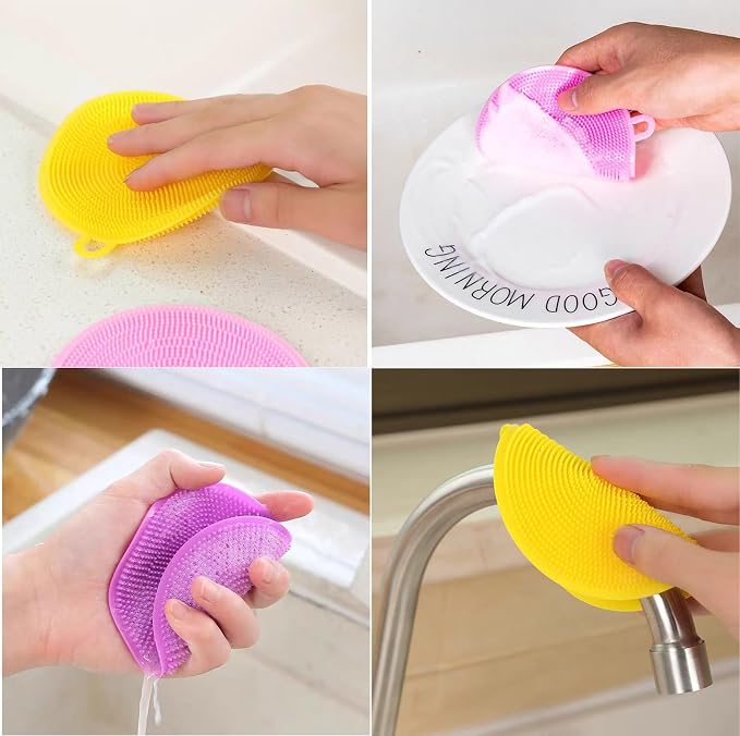 Silicone Dish Scrubber, Food Grade BPA Free Reusable Rubber Sponges Dishwasher - Image 3