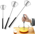 3 Pack Stainless Steel Egg Whisk, Hand Push Rotary Whisk Blender, Versatile by SSydl