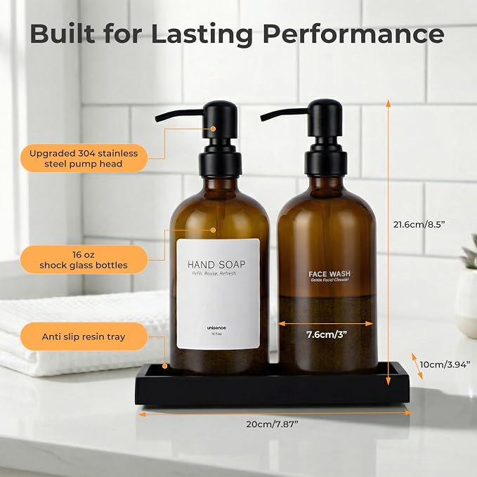 Glass Soap Dispenser Set for Kitchen, Hand and Dish Soap Dispenser - Image 7