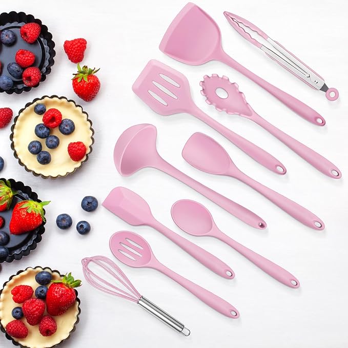 Silicone Cooking Utensils Set of 10, Leonyo Black Kitchen Utensils Set - Image 7