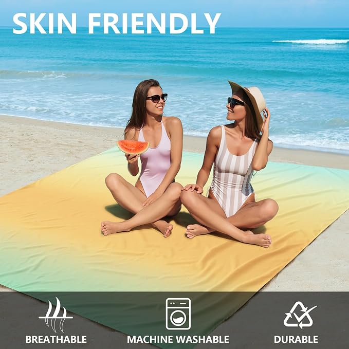 WIWIGO Beach Blanket Waterproof Sandproof Beach Mat 79" X 83"/10'x9'for 2-8 - Image 3