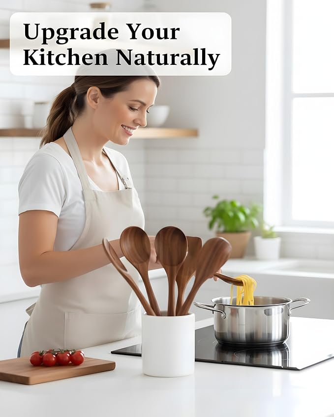 6-Piece Natural Teak Wood Utensil Set - Image 7