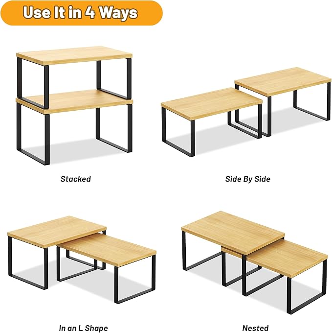 Kitchen Cabinet Organizer Shelf Set of 4, Sturdy Kitchen Counter Shelves - Image 7