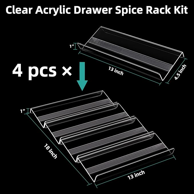 MIUKAA Acrylic Spice Drawer Organizer, 2 Tier - Image 3