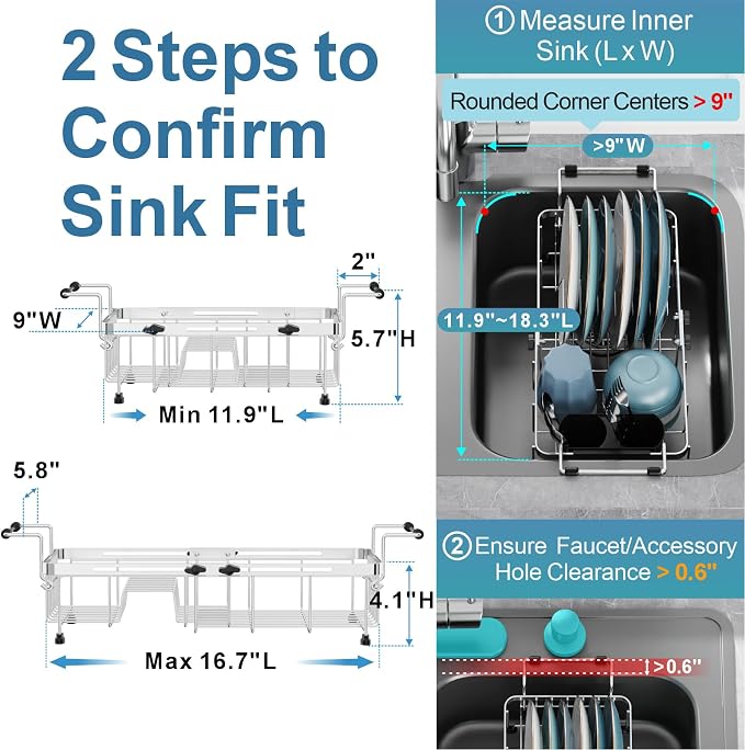 GSlife Small Over the Sink Dish Drying Rack - Image 2