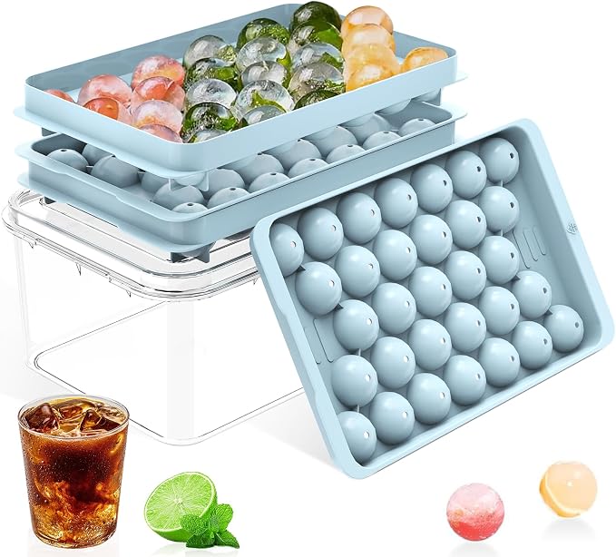 Ice Cube Tray with Lid and Bin – Round Ice Cube Trays by DclobTop
