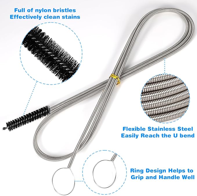 Ixiaoyoo Cleaning Brushes Set, 10 Pieces 8 Inch Nylon Tube Brush + 60 Inch - Image 3