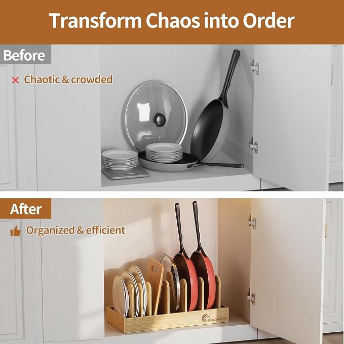 Housolution Bamboo Pot and Pan Organizer - Image 5