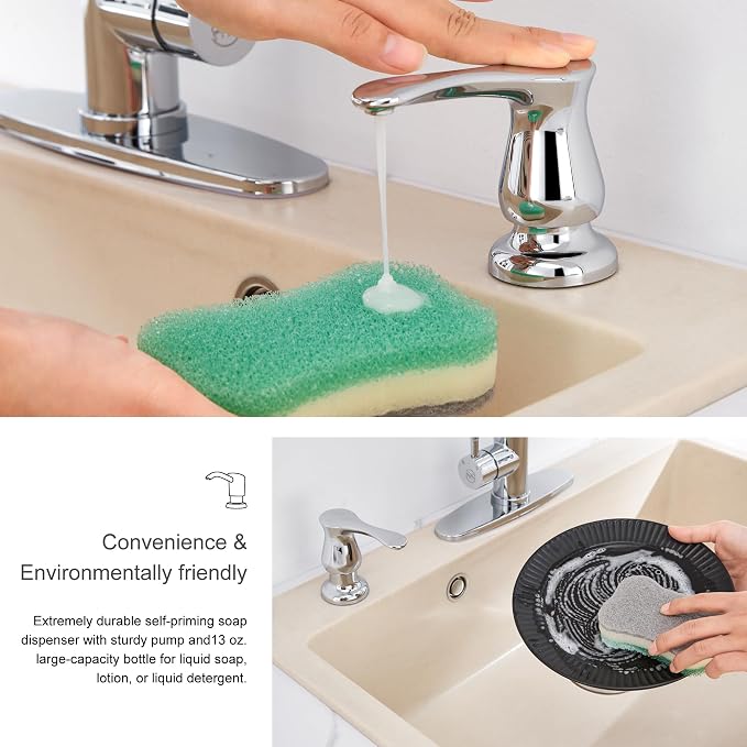 GAGALIFE Kitchen Sink Soap Dispenser Chrome, Built in Soap Dispenser - Image 6