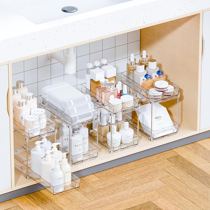 2 Set, 2 Tier Pull Out Cabinet Organizer - Image 9