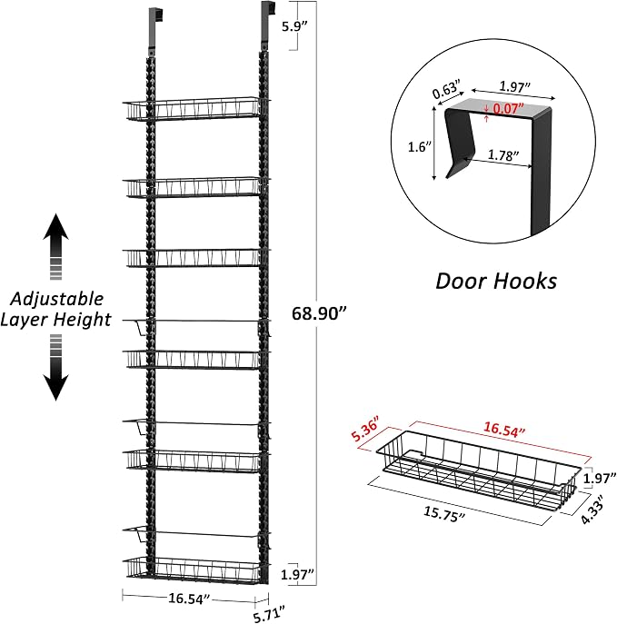 Churboro Over the Door Pantry Organizer Rack - Image 2