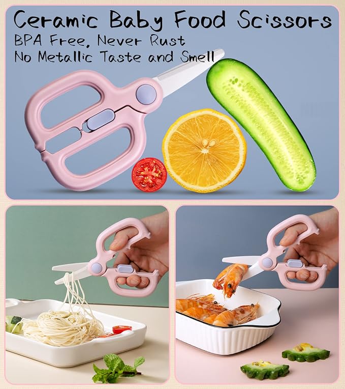 Baby Food Scissors with Travel Case, Ceramic Food Scissors Kids, Toddler - Image 2