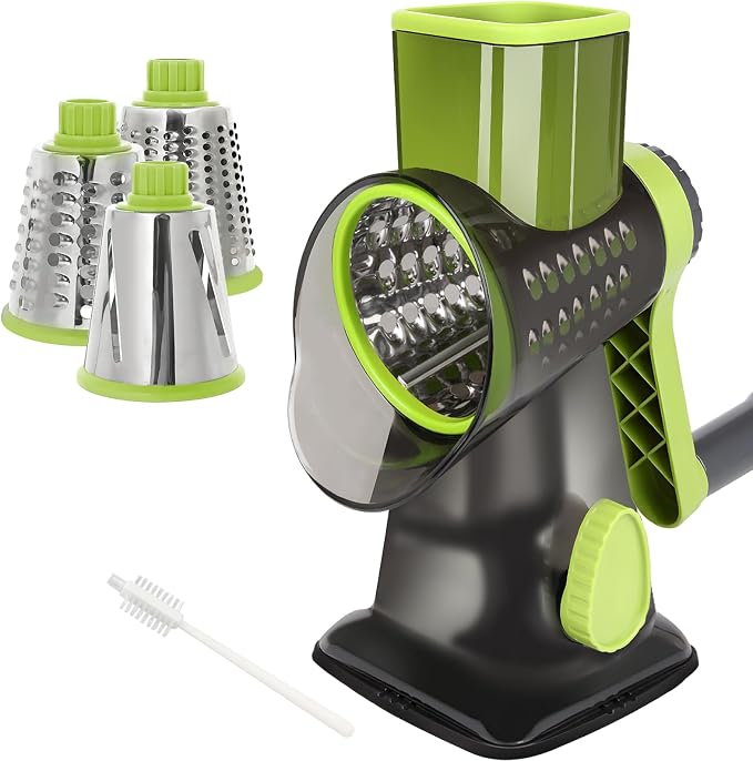Quick Rotating Cheese Grater, Manual 3-in-1 Vegetable Chopper by EDEFISY
