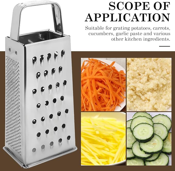 Stainless Steel Vegetable Grater, 4-Sided Portable Metal Grater, Cheese Grater - Image 5