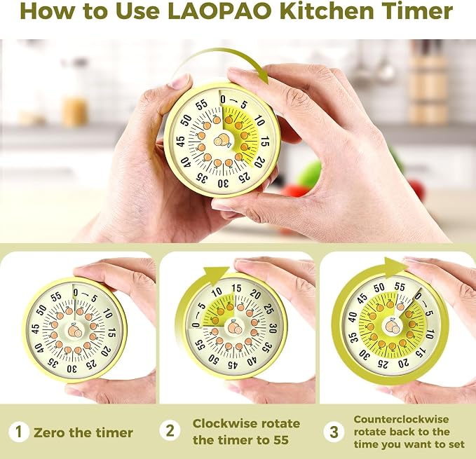 Kitchen Timer, Kitchen Countdown Cooking Reminder No Battery Required Magnetic - Image 2