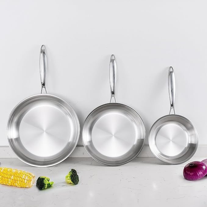 SuperCook Stainless Steel 12 Inch Tri-Ply Frying Pan, Large Frying Pan - Image 7