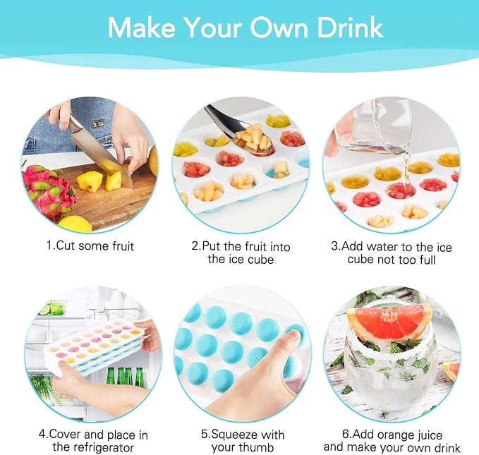 Ice Cube Trays with Lids BPA Free, 4 Pack Easy Release Silicone Ice Cube Trays - Image 4