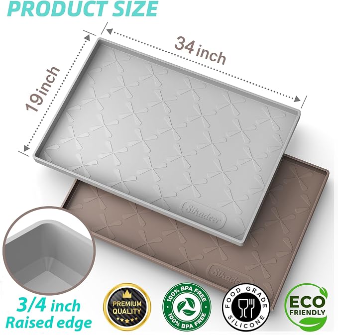 SIKADEER Under Sink Mat Waterproof 34" x 19", Silicone Mat Kitchen Drawer Shelf - Image 2