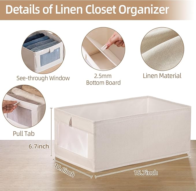 Linen Closet Organizers And Storage, 6 Pack Closet Storage Bins Linen Closet - Image 2